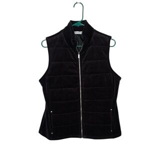 LIZ CLAIBORNE WOMENS BLACK VELVET  ZIP UP VEST SIZE MEDIUM